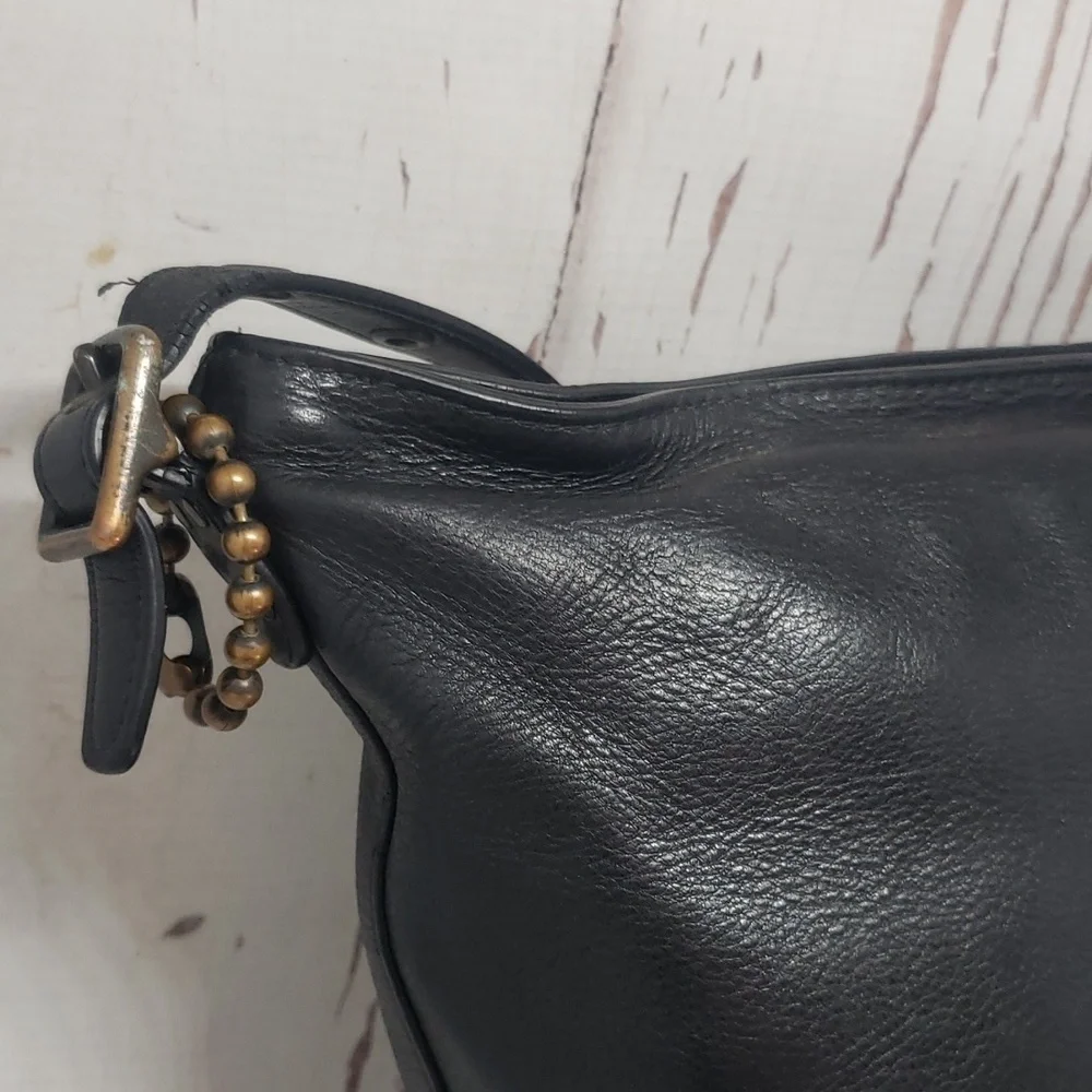 Coach black leather vintage duffle bag
